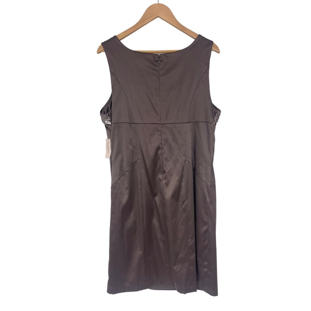 Size 16 XL X-LARGE NEW MOCHA EMBELLISHED SHINY SHEATH DRESS Special Occasion NWT - Picture 3 of 4